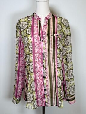 Kut From The Kloth ‘Jasmine’ Long sleeve Button-Up Semi-Sheer Top Women’s Small